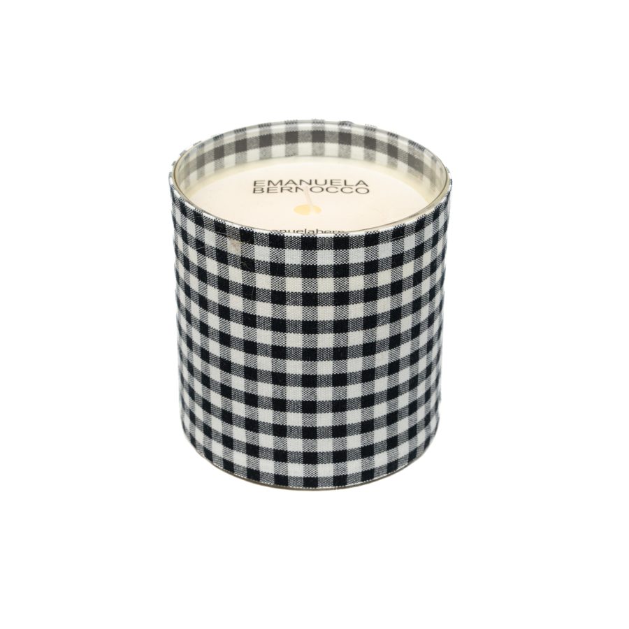 Candela nel vetro quadretti bianco e nero