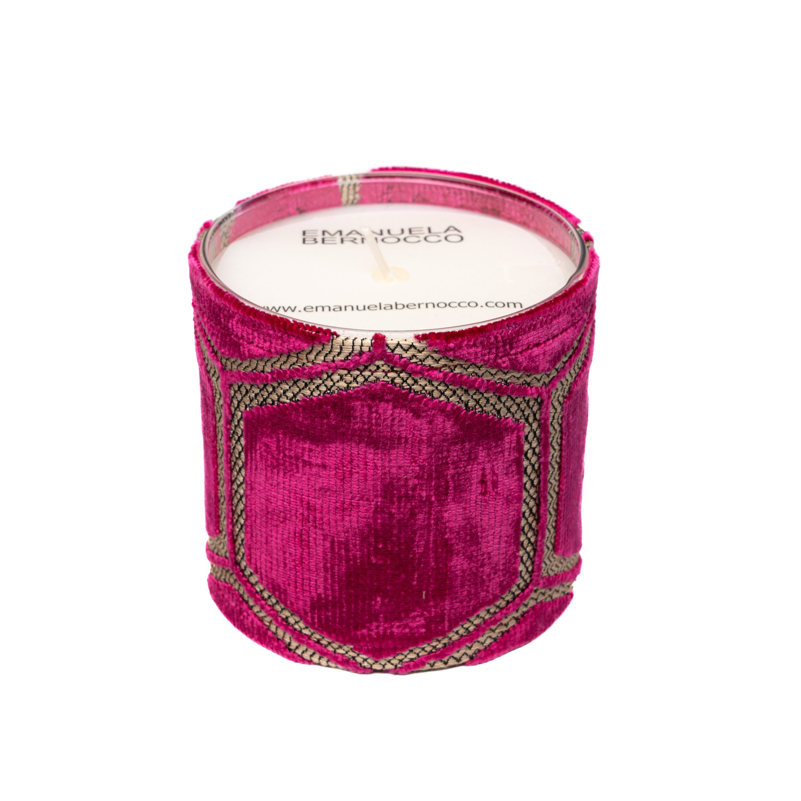 Candela nel vetro velluto fucsia