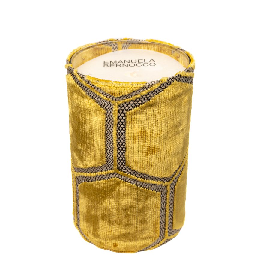 Candela nel vetro velluto giallo oro